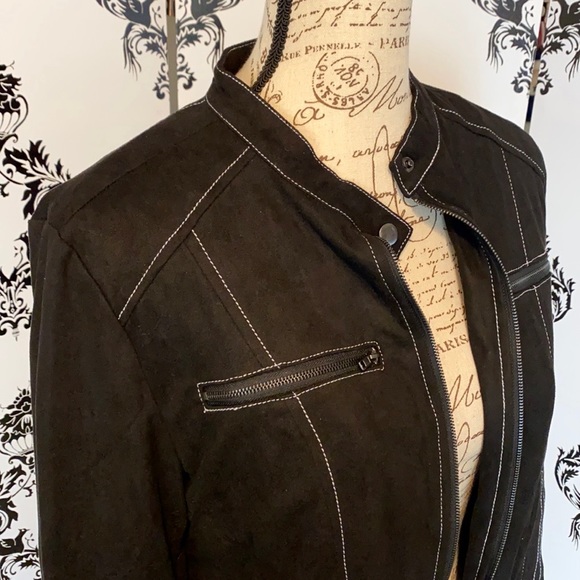 🍀 NWT! Faux Suede Bling Leopard Skull Jacket! - Picture 6 of 11